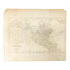 18th Century Map of North America, United States, and Asia by Bowen Thomas and Charles Cooke
