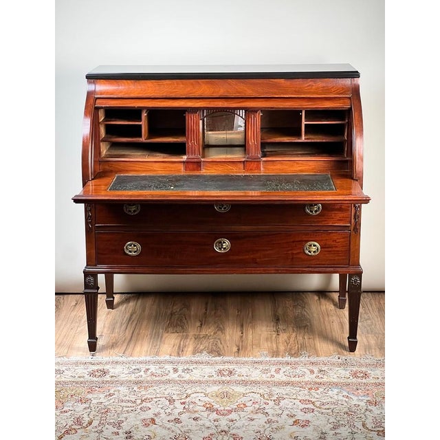 Late 19th Century Antique Directoire Style French Cylinder Desk With Slate Top C. Late 19th Century For Sale - Image 5 of 9