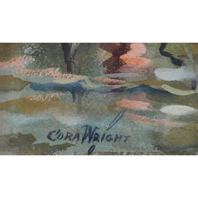 1940's Fishing Boats Landscape by Cora Alice Akers Wright For Sale - Image 4 of 5