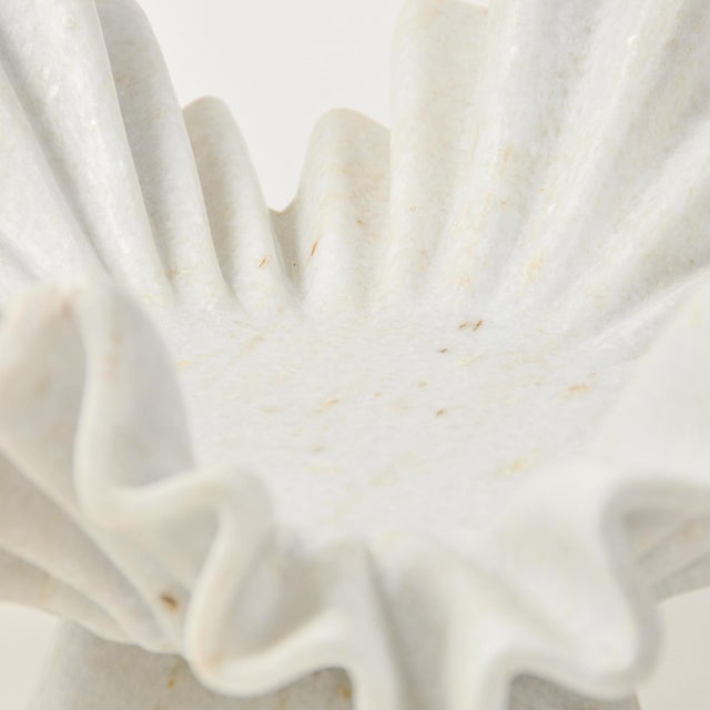 Luxe Carved Marble Ruffle Bowl on Pedestal 12" For Sale - Image 14 of 18