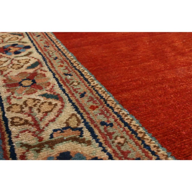 Vintage Mahal Red and Beige Wool Persian Runner With Open Field by Rug & Kilim For Sale In New York - Image 6 of 7