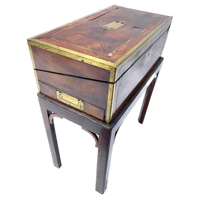 Campaign Antique Portable Campaign Writing Desk For Sale - Image 3 of 12