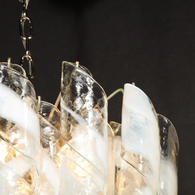 White Mid-Century Modernist Hand-Blown Murano Glass Torciglioni Chandelier by Mazzega For Sale - Image 8 of 12