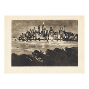 "Glowing Towers" (Lower Manhattan) 1939 Aquatint Etching by Anton Schutz
