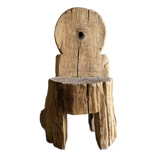 Late 20th Century Wabi Sabi Carved Tree Trunk Chair One of a Kind For Sale