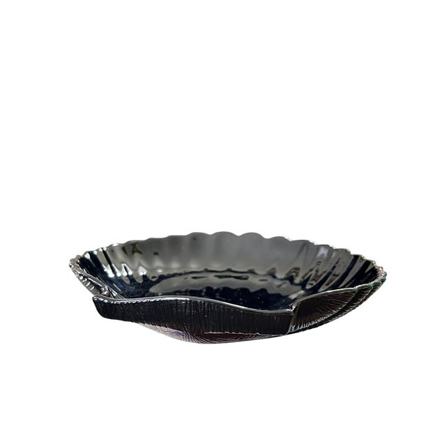 Set of 12 Vintage Arcoroc France "Coquillage" Black Glass Shell Dishes, Circa 1960s For Sale - Image 9 of 13