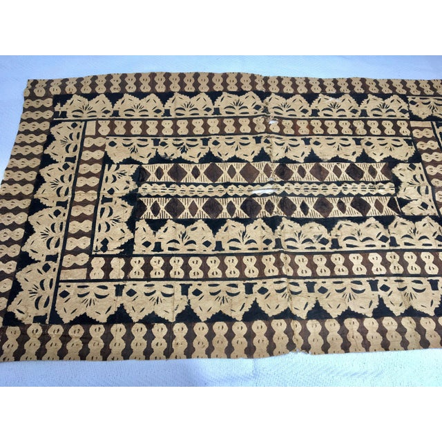 Vintage New Guinea Large Wall Hanging Block Print Tapa Cloth