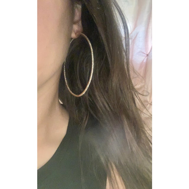 4.5 Carat Very Large Diamond Hoop Gala Cocktail Earrings in 14 Karat Yellow Gold For Sale - Image 14 of 18