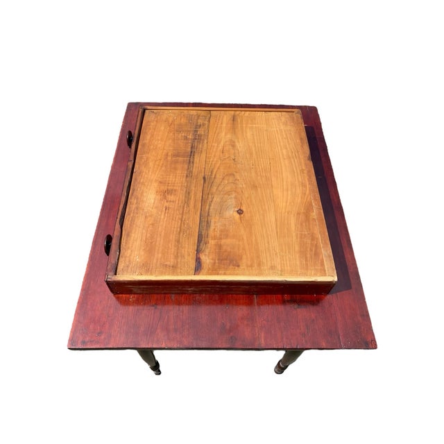 Antique Pennsylvania Pine Work Table With Heart Shaped Escutcheon For Sale - Image 11 of 11