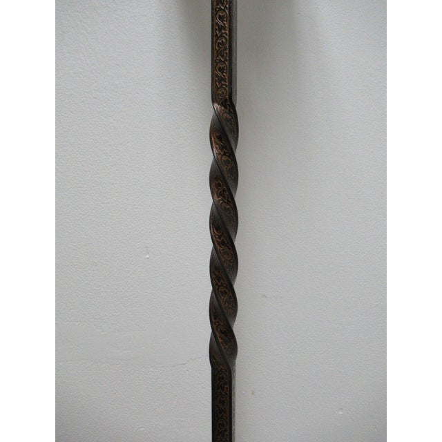 Antique Art Nouveau Etched Metal Pole Floor Lamp For Sale - Image 4 of 11