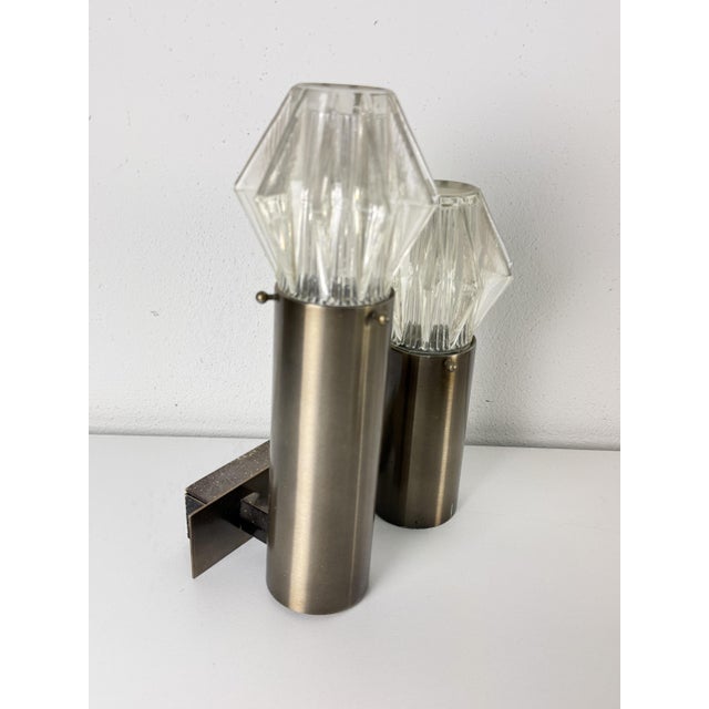 Metal 2-Light Wall Lamps, Italy, 1970s, Set of 4 For Sale - Image 7 of 12