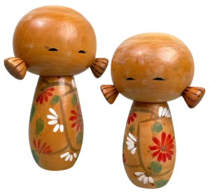 Vintage Sosaku Kokeshi Dolls by Uchida Schinichiro, Japan, 1960s, Set of 2