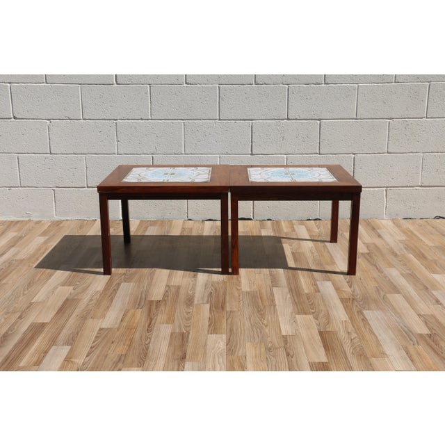 Pair of 1970s Danish Modern Rosewood Tile Top Side Tables For Sale In Los Angeles - Image 6 of 18