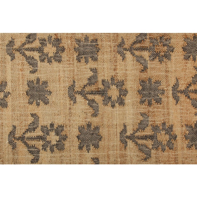 Rug & Kilim Rug & Kilim's Block Print Flatweave Rug in Beige with Brown Floral Patterns - 5x7 For Sale - Image 4 of 5