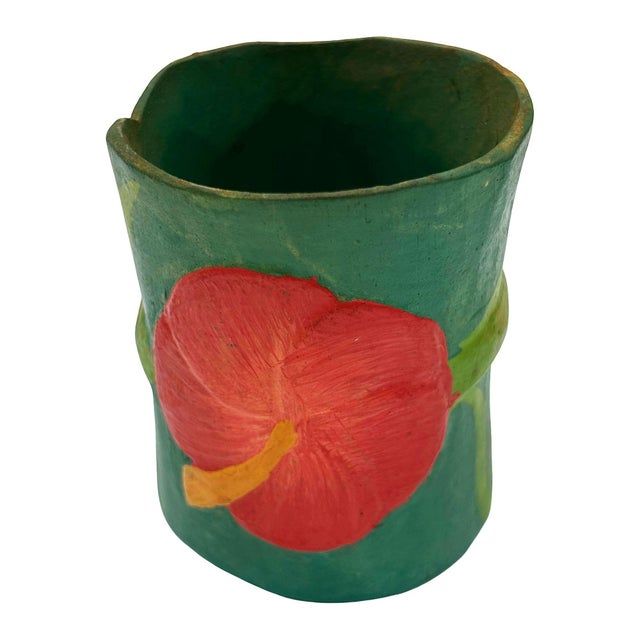 Wood Mid 20th Century Hawaiian Hand Carved Napkins Rings W/ Hand Painted Floral, Set of 6 For Sale - Image 7 of 12