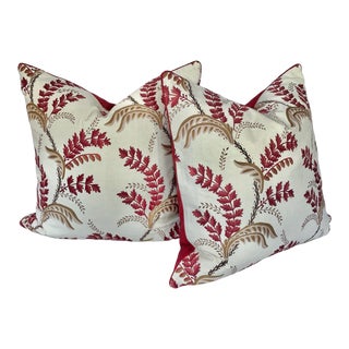 Down Filled Toss Pillows Faced in Embroidered Jane Shelton Fabric - a Pair For Sale