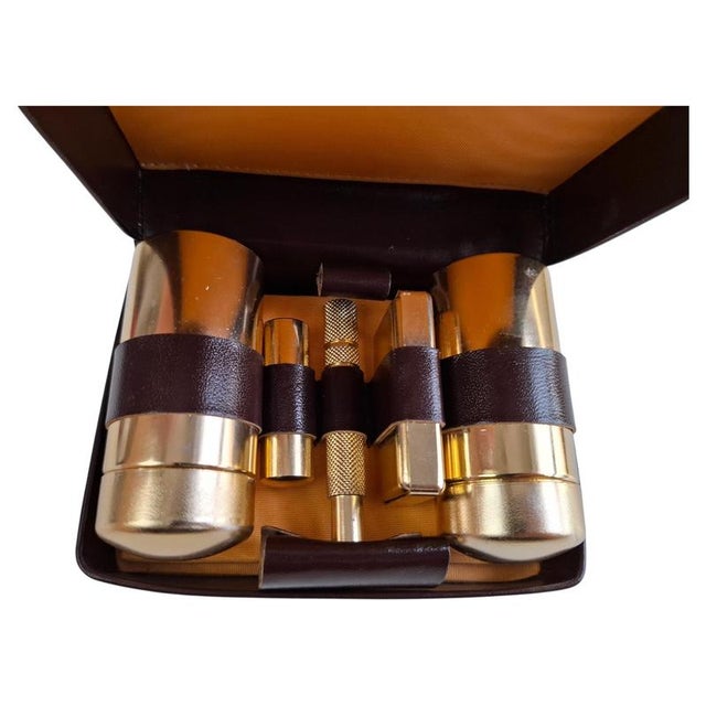 Mid-Century Modern Brass Travel Shaving Kit in Leatherette Case, 1960 For Sale - Image 3 of 18