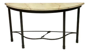 Vintage Neo-Classical Style Iron & Faux Marble Console Table