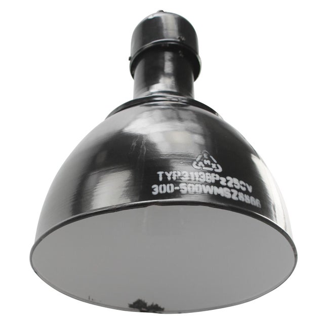 Industrial Vintage Industrial Pendant Light in Black Enamel and Brass , 1950s For Sale - Image 3 of 5