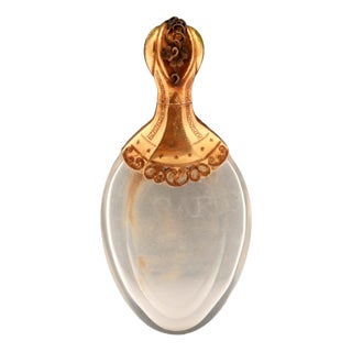 Glass Perfume Bottle with Gold Lid For Sale