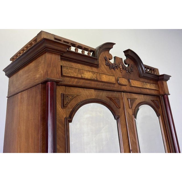 Antique French Carved Walnut Mirrored 2-Door Armoire For Sale - Image 14 of 18