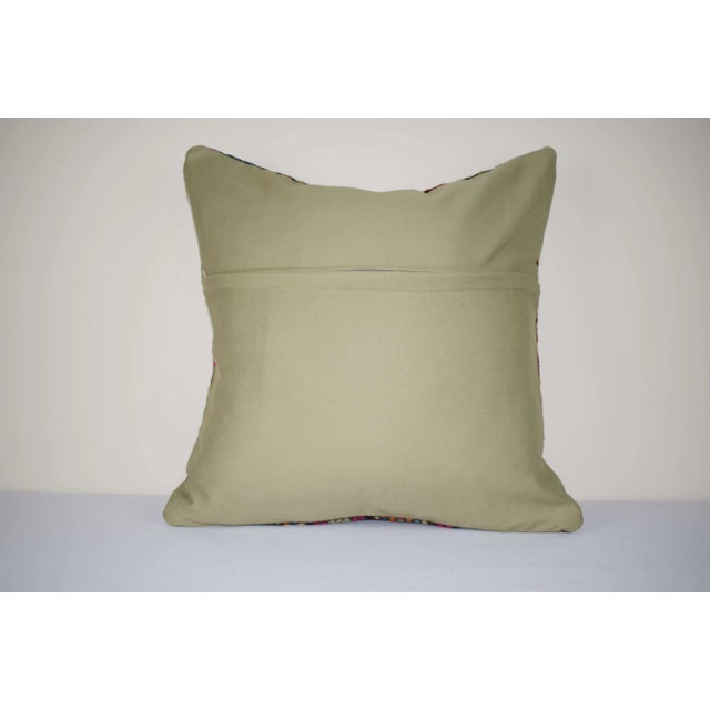 1990s Shabby Chic Turkish Kilim Pillow Cover, Square Jajim Cushion Case 20'' X 20'' (50 X 50 Cm) For Sale - Image 5 of 6