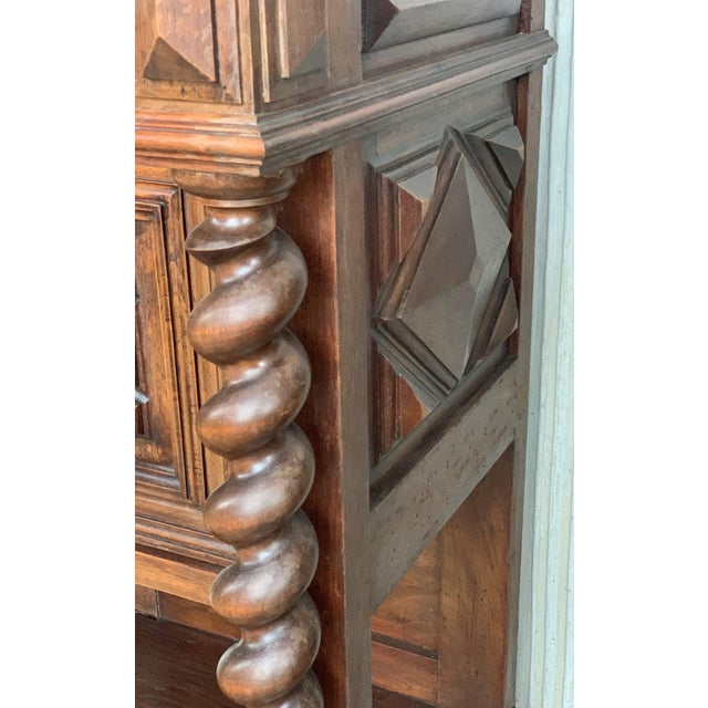 Mid 19th Century Pair of Solid Carved Brutalist French Nightstands with Solomonic Columns For Sale - Image 12 of 18