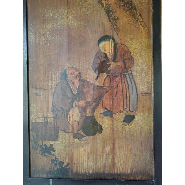 Early 20th Century A Set of Extra Large Antique Chinese Painting on Wood Panels For Sale - Image 5 of 16