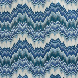 Schumacher Bezique Flamestitch Velvet Fabric In Lapis