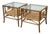 McGuire Furniture Rattan Target Design Side Tables, Pair For Sale