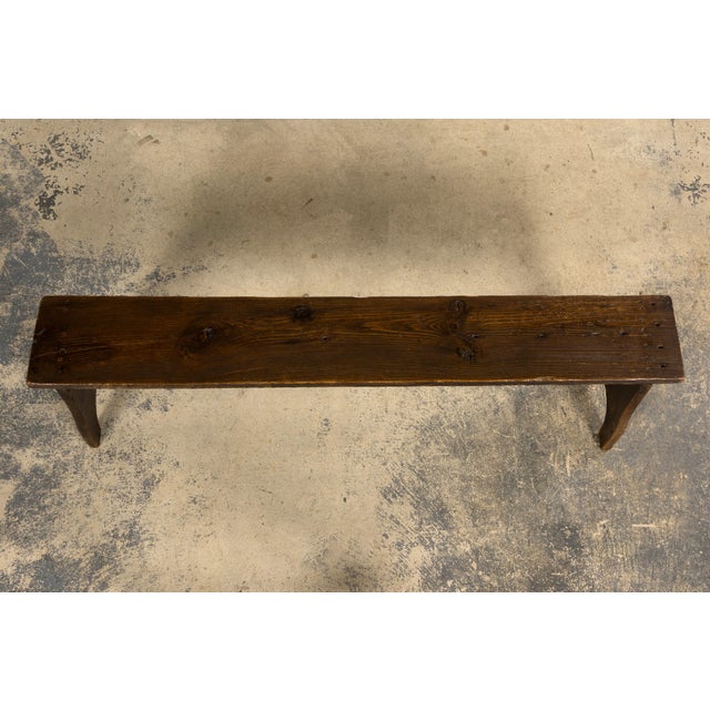 Late 19th Century French Provincial Rustic Pine Farmhouse Bench For Sale - Image 4 of 17