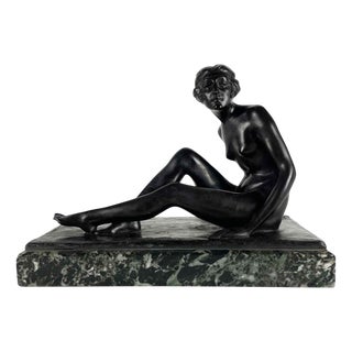 Gramegna Donato, Figure of Woman, 1920s, Bronze and Marble For Sale
