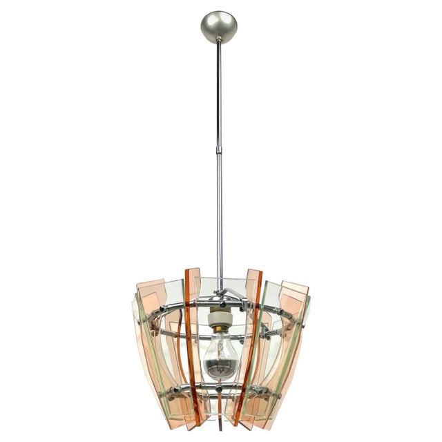 Glass & Chrome Ceiling Light from Veca, Italy, 1970s For Sale - Image 11 of 11