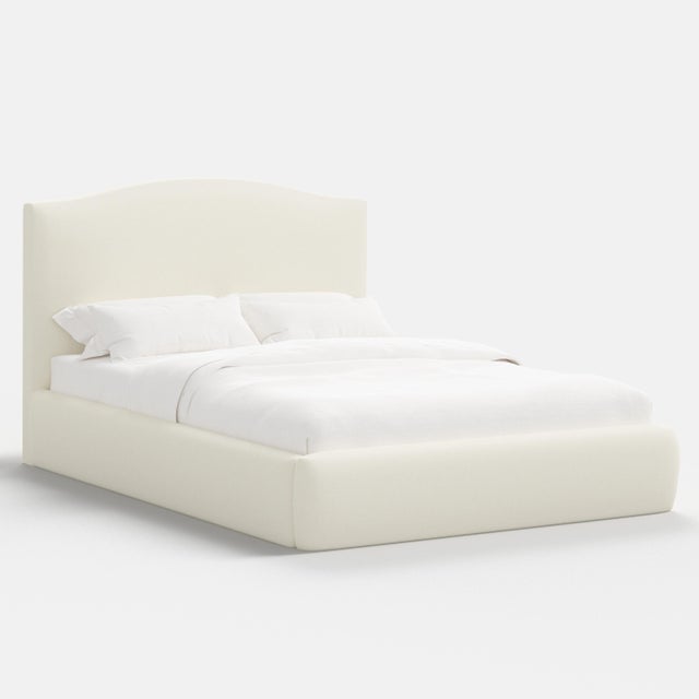 Camille Cream Linen Blend Platform Bed, Full/Double For Sale
