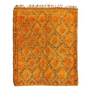 Saffron Colored Antique Moroccan Carpet With Geometric and Diamond Pattern