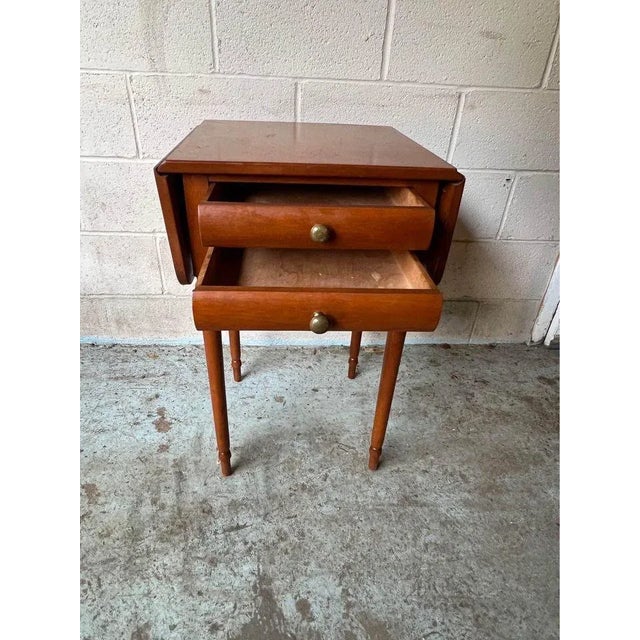 Farmhouse Early 20th Century Sheraton Style 2 Drawer Drop Leaf Side Table. Circa 1920s For Sale - Image 3 of 10