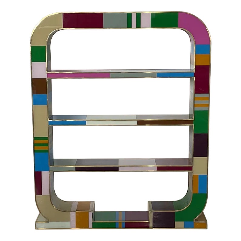 Art Deco Bifacceral Library in Multicolor Murano Glass, 1990s | Chairish