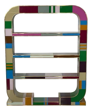 Art Deco Bifacceral Library in Multicolor Murano Glass, 1990s