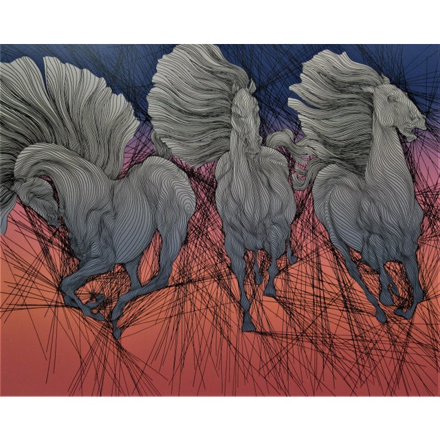 This artwork titled "Andante" 1986 is an original color serigraph with remarque on wove paper by Maroccan artist Guillame...