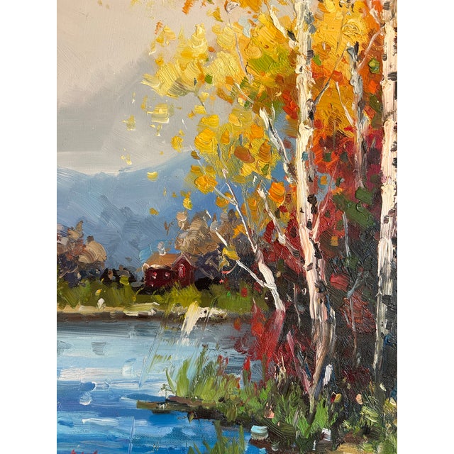 Vintage Impressionist Autumn Landscape Oil Painting on Canvas Framed For Sale In Philadelphia - Image 6 of 7