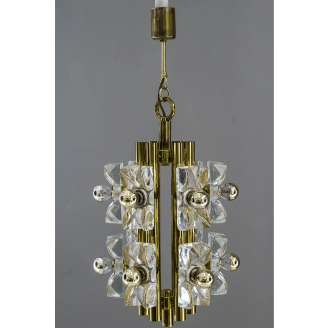 Sische glass and brass chandelier, Vienna, circa 1960s. Original condition Brass and glass. European Plug (up to 250V).The...