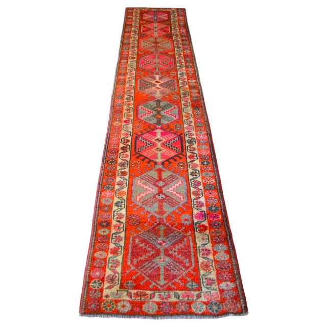 1970s 1970s Vintage Hand Knotted Tribal Kurdish Runner - 2'10' X 13'7' For Sale - Image 5 of 12