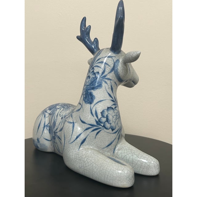 Late 20th Century Thai Blue and White Ceramic Deer For Sale In New York - Image 6 of 18