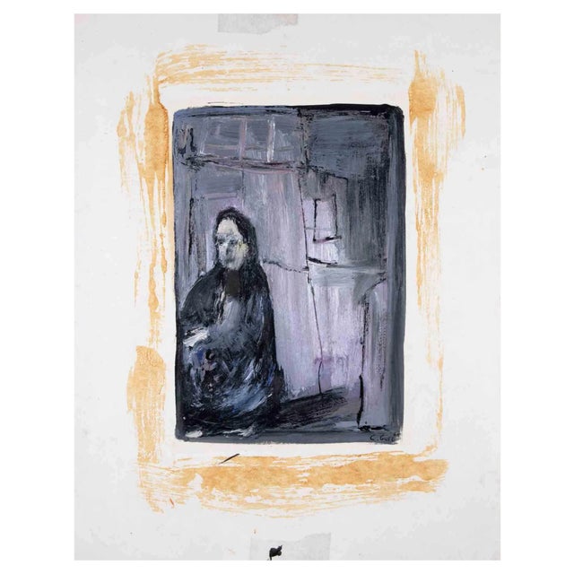 Claude Guez, Woman, Original Painting, Mid-20th-Century For Sale