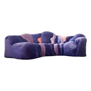 Postmodern Organic Polster Mit Pep Design Studio Sofa in Velour, Germany, 1980s For Sale
