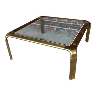 Brass and Glass Coffee Table by Widdicomb in the Style of Mastercraft For Sale