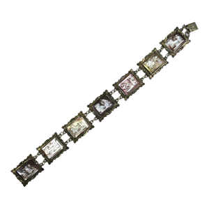Vintage Art Deco Greco-Roman Gods Shell Cameo Bracelet 1930s