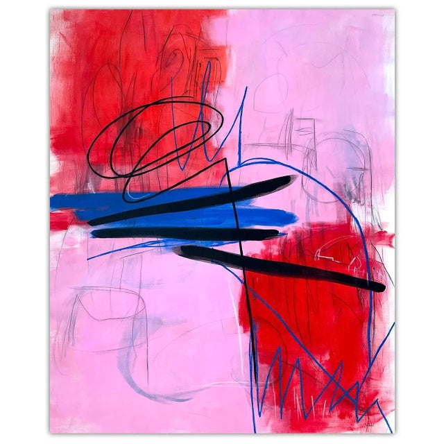 Contemporary Abstract Acrylic, Charcoal and Oil Pastel on Canvas Painting "New Soho" by Adrienn Krahl For Sale - Image 10 of 10