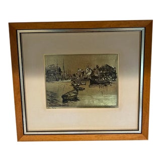 Vintage Lionel Barrymore “San Pedro” Framed Harbor Print For Sale