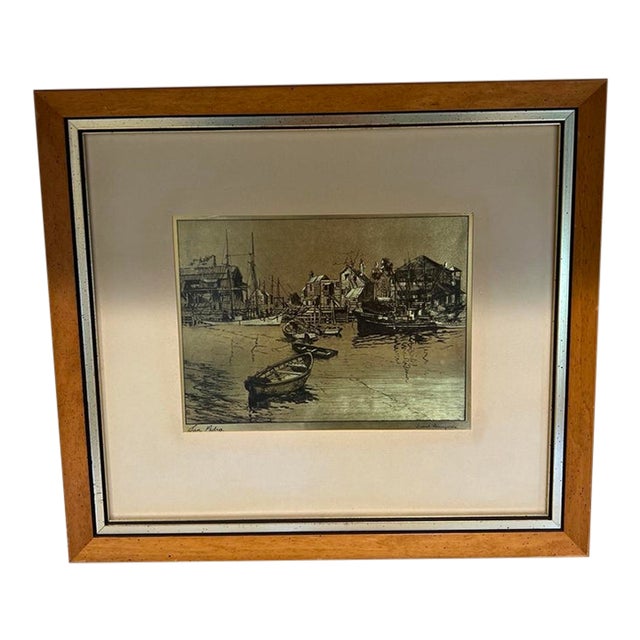 Vintage Lionel Barrymore “San Pedro” Framed Harbor Print For Sale